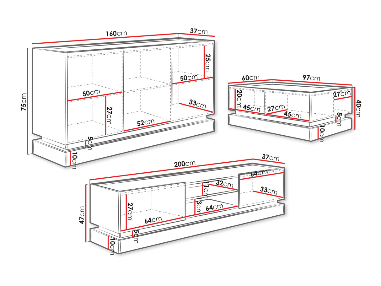 Nappali szett Meble ZARPANT I, Szín: Fekete + Tölgy