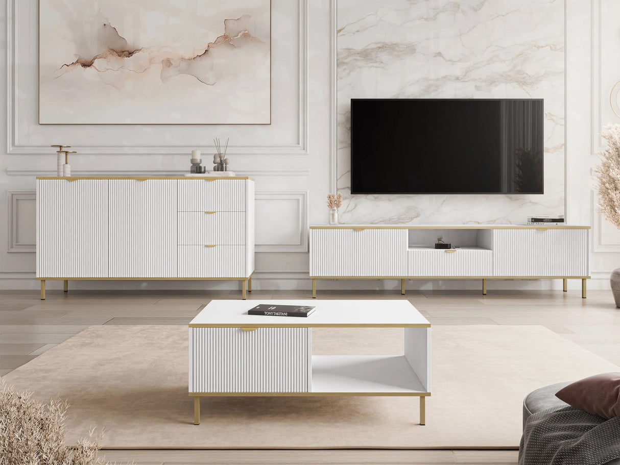 Komód Komoda 2D3S WERKOZ Biały/Złoty