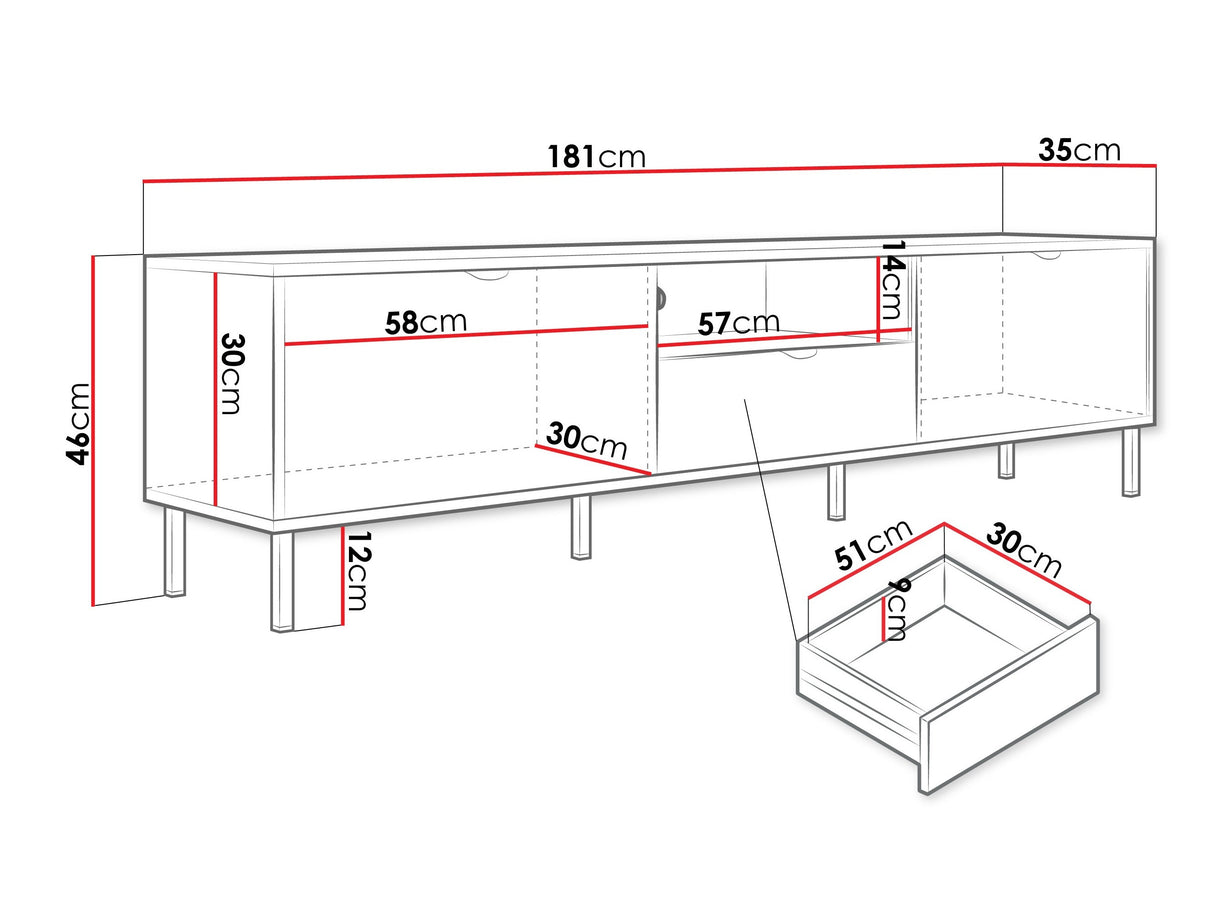 TV-állvány Szafka RTV 2K1S WERKOZ Biały/Złoty