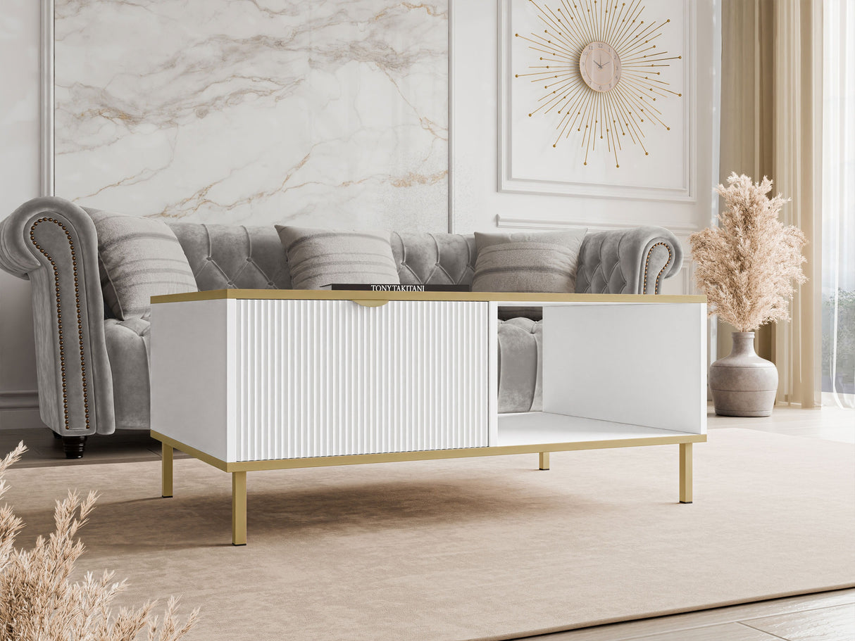 Dohányzóasztal Stolik kawowy WERKOZ Biały/Złoty