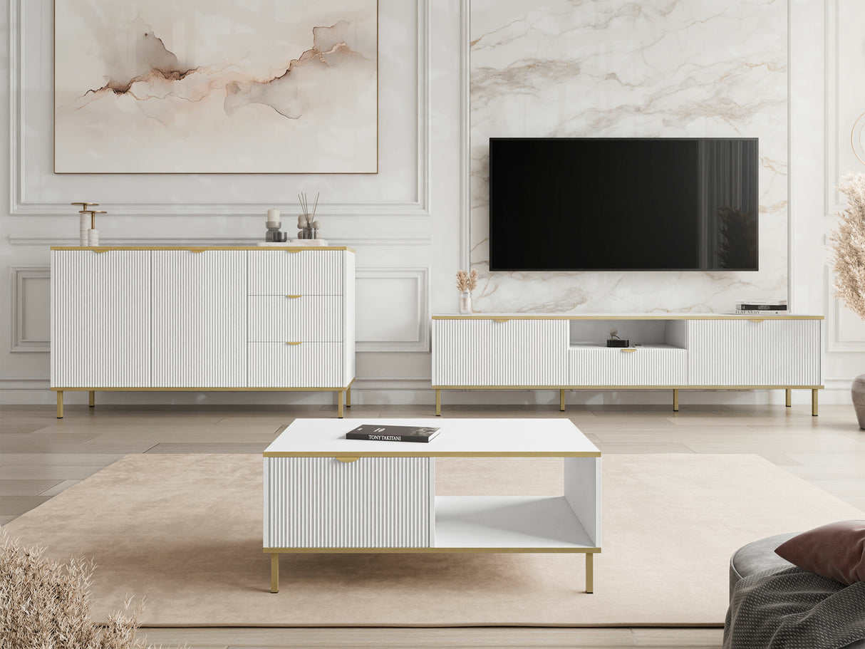 Dohányzóasztal Stolik kawowy WERKOZ Biały/Złoty