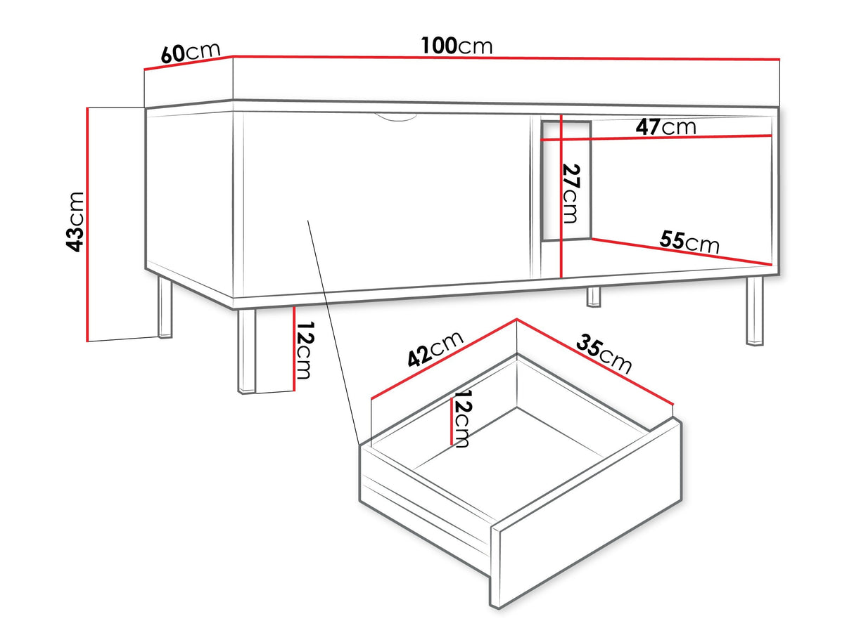 Dohányzóasztal Stolik kawowy WERKOZ Biały/Złoty
