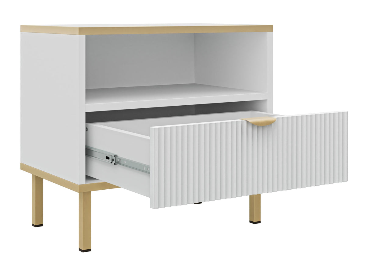 Éjjeliszekrény Stolik nemcny 1S WERKOZ Biały/Złoty