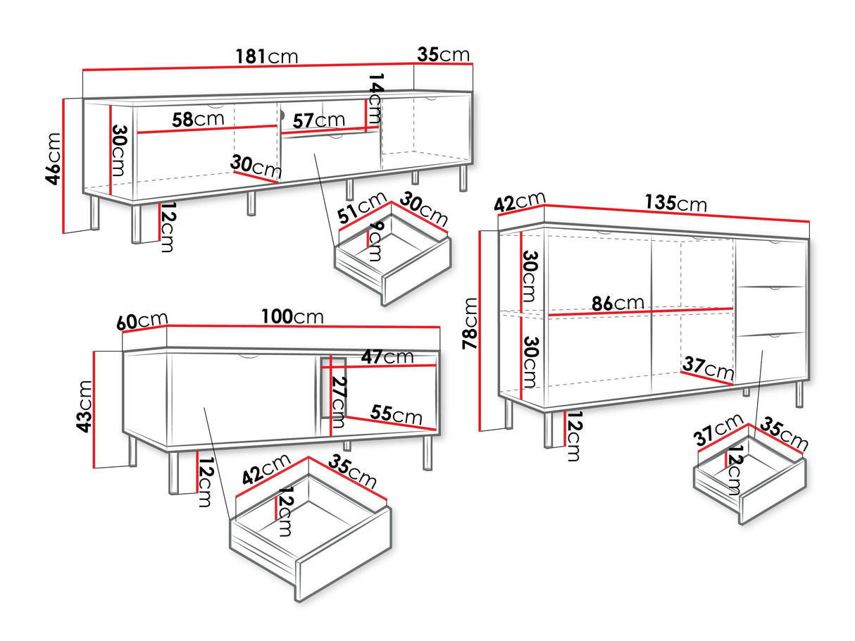 Nappali szett Meble WERKOZ I Biały/Złoty