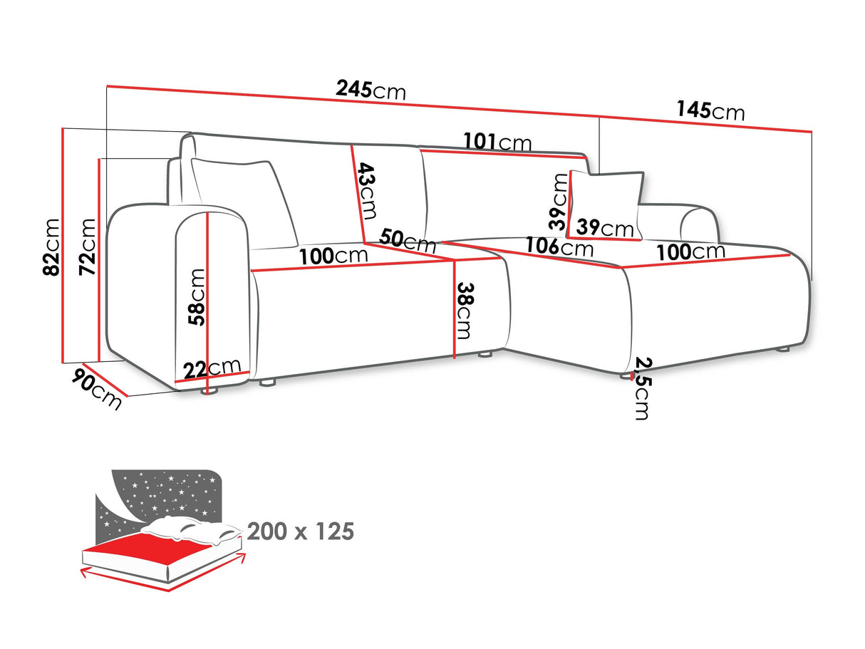 Sarokkanapé Narożnik FLORYN L, Szín: Poso 100