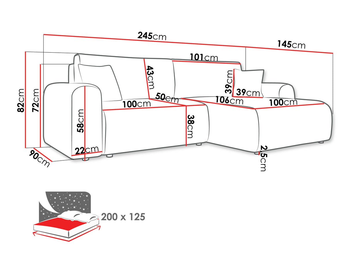Sarokkanapé Narożnik FLORYN L, Szín: Taro 01