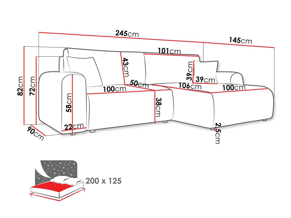 Sarokkanapé Narożnik FLORYN L, Szín: Taro 25