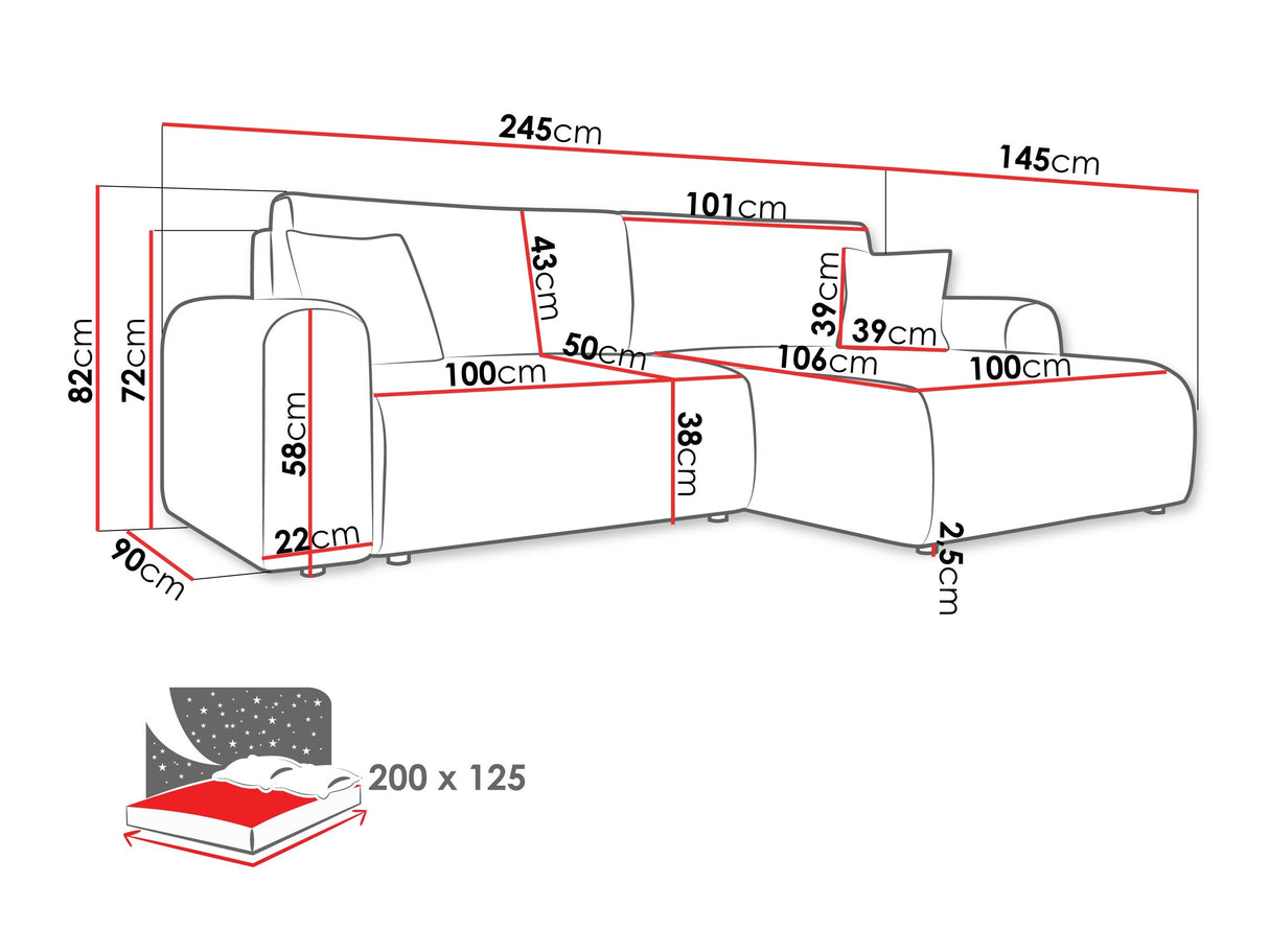 Sarokkanapé Narożnik FLORYN L, Szín: Taro 33