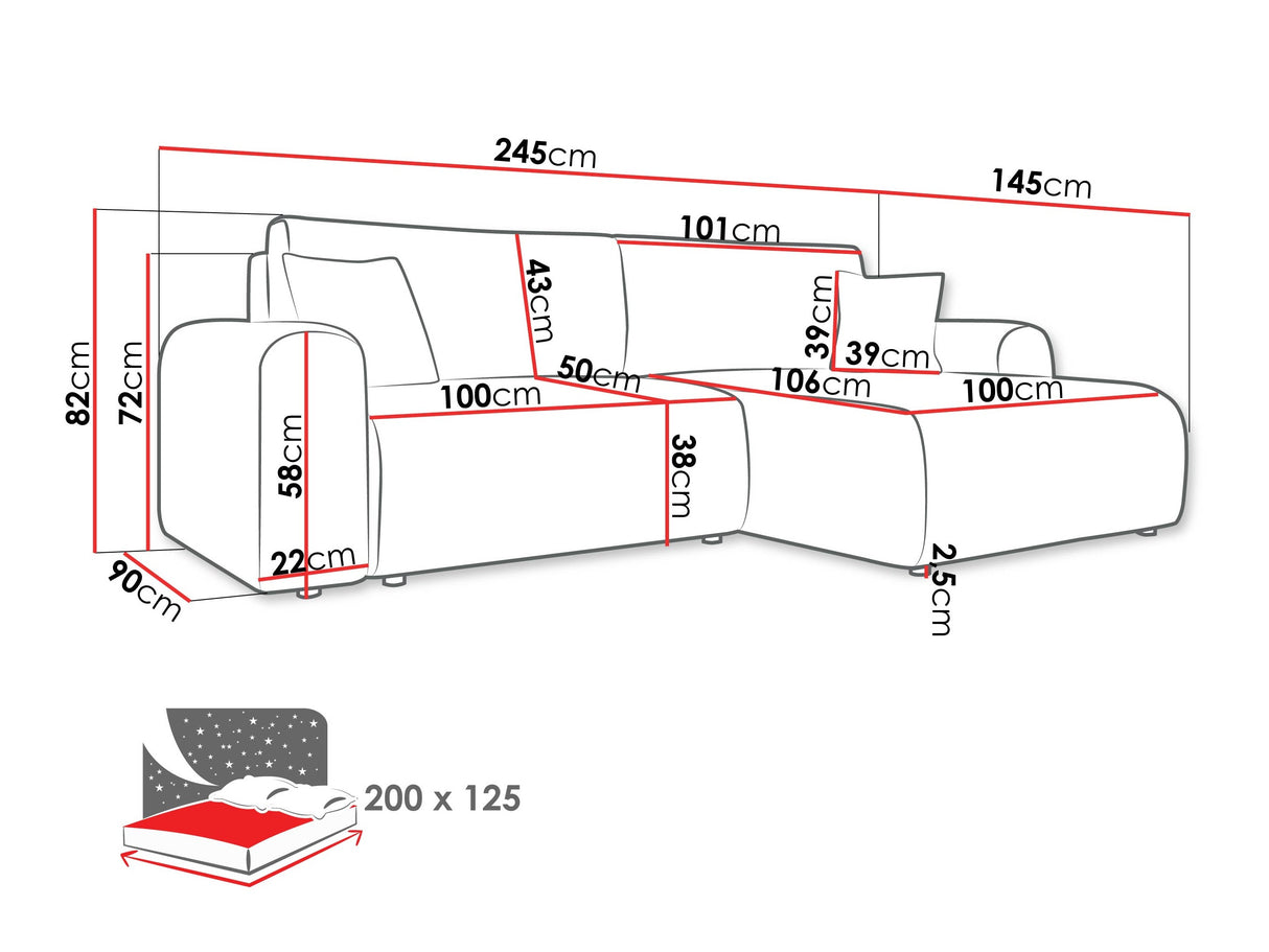 Sarokkanapé Narożnik FLORYN L, Szín: Taro 57