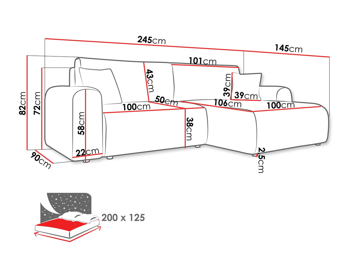 Sarokkanapé Narożnik FLORYN L, Szín: Taro 98