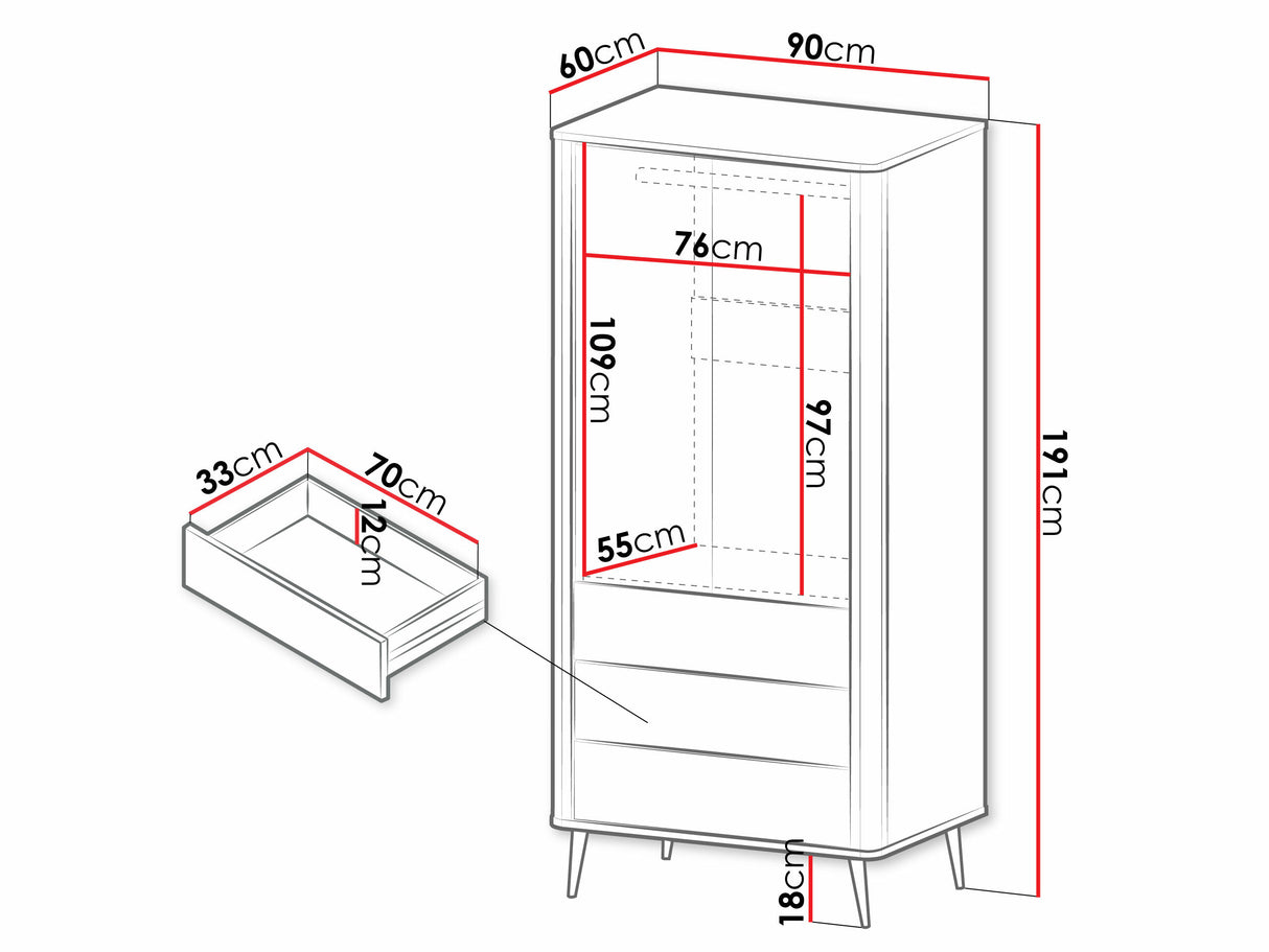 Gardróbszekrény 3S2D MARLY REG 1, Szín: Kasmír + Szürke márvány 4240319
