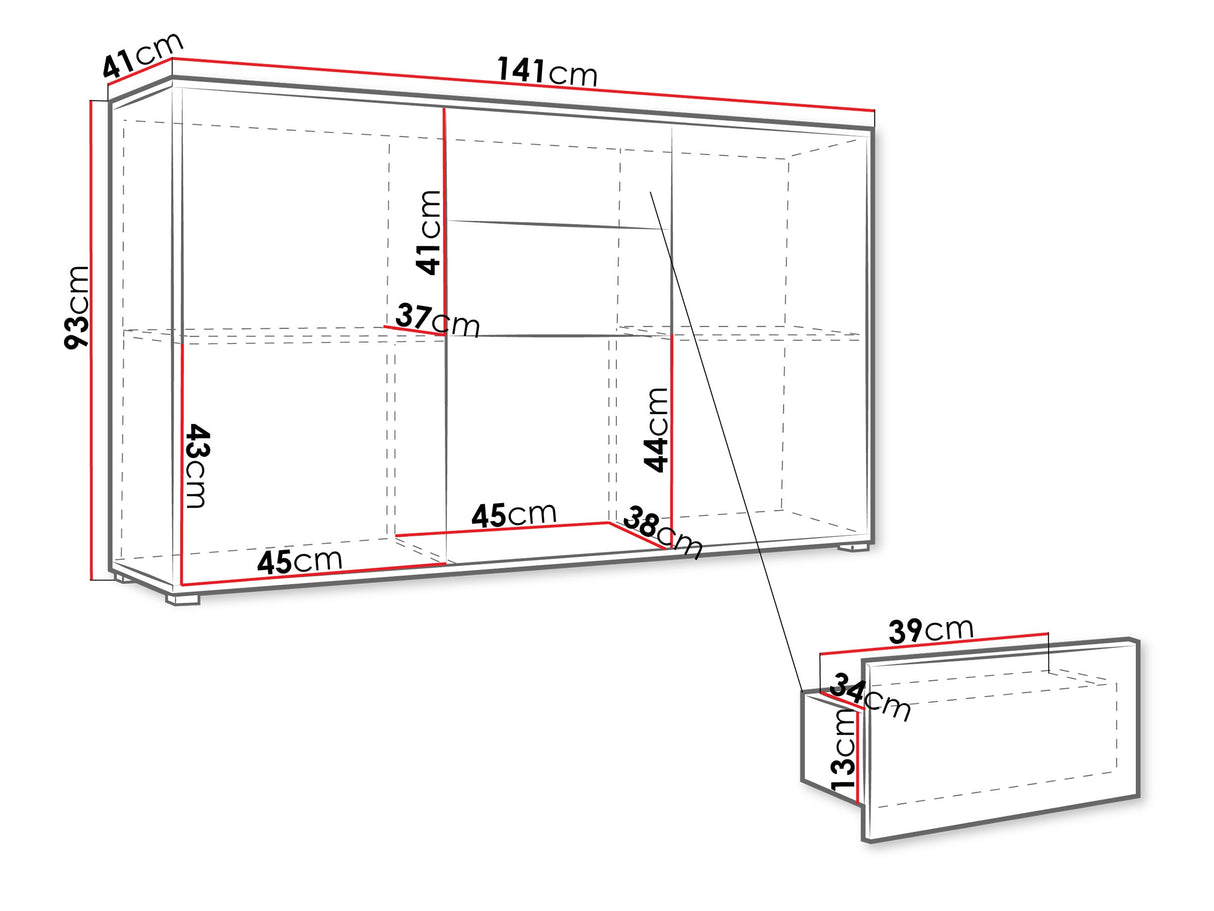 Komód K3D2SZ Gesita, Szín: Tölgy