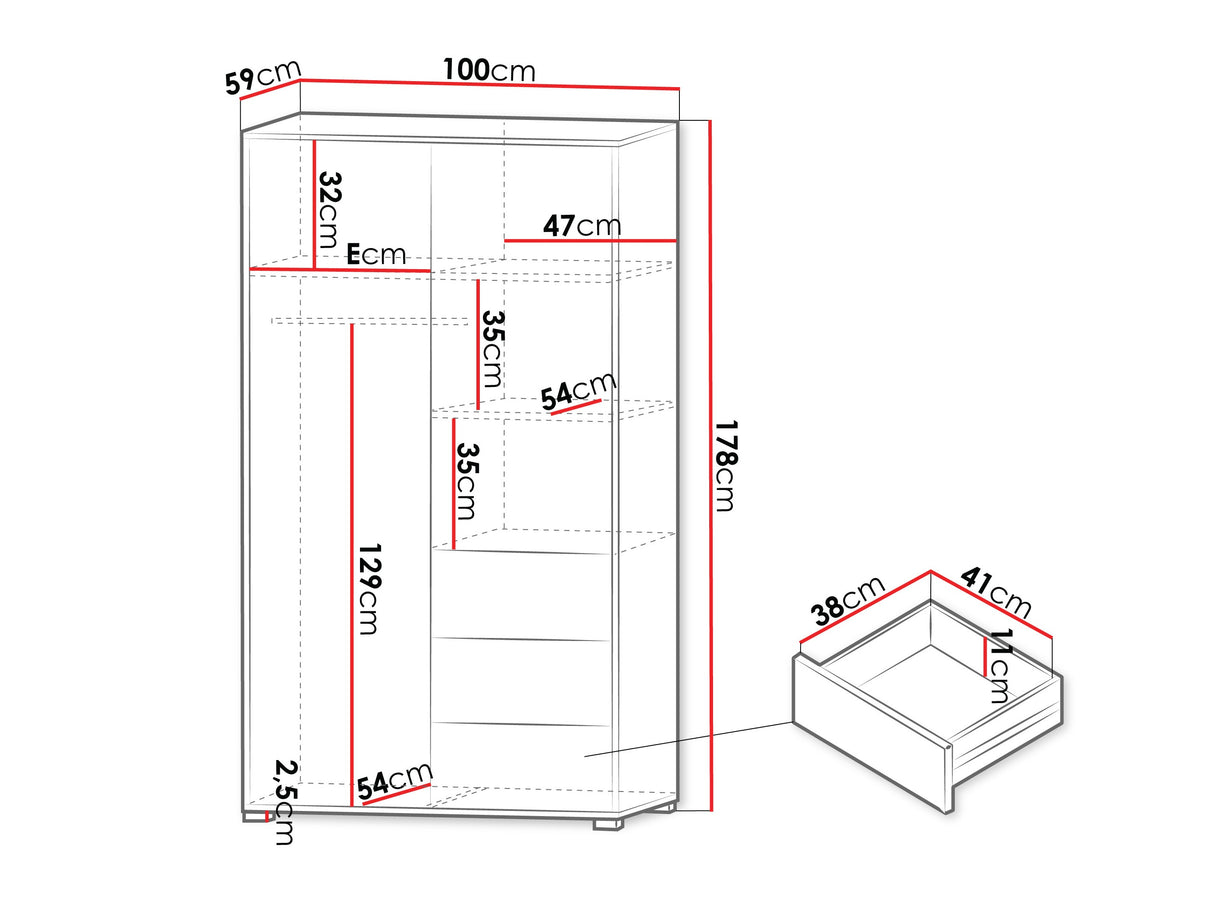 Gardróbszekrény Szafa GESITA 2D3SZ, Szín: Kasmír 4241731