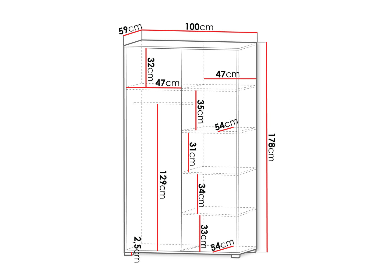 Gardróbszekrény Szafa GESITA 2D, (Tölgy)