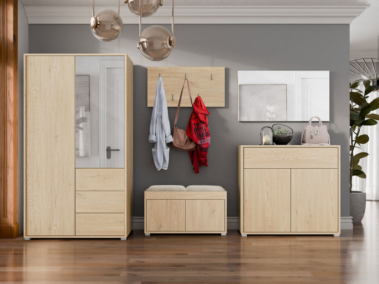 Előszoba garnitúra Zestaw GESITA V, Keret színe: Tölgy, Puha falpanel színe: Manila 02