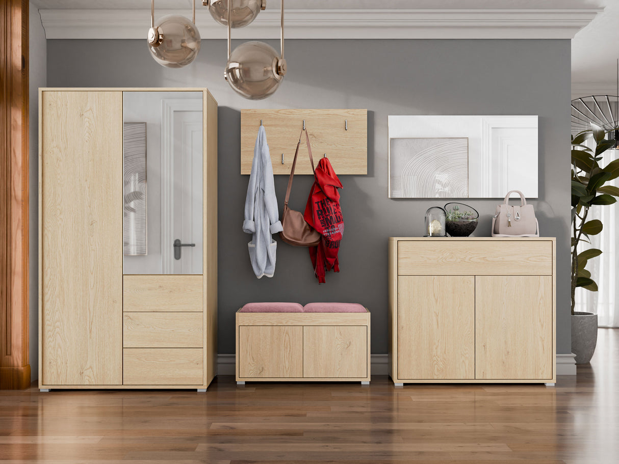 Előszoba garnitúra Zestaw GESITA V, Keret színe: Tölgy, Puha falpanel színe: Manila 09