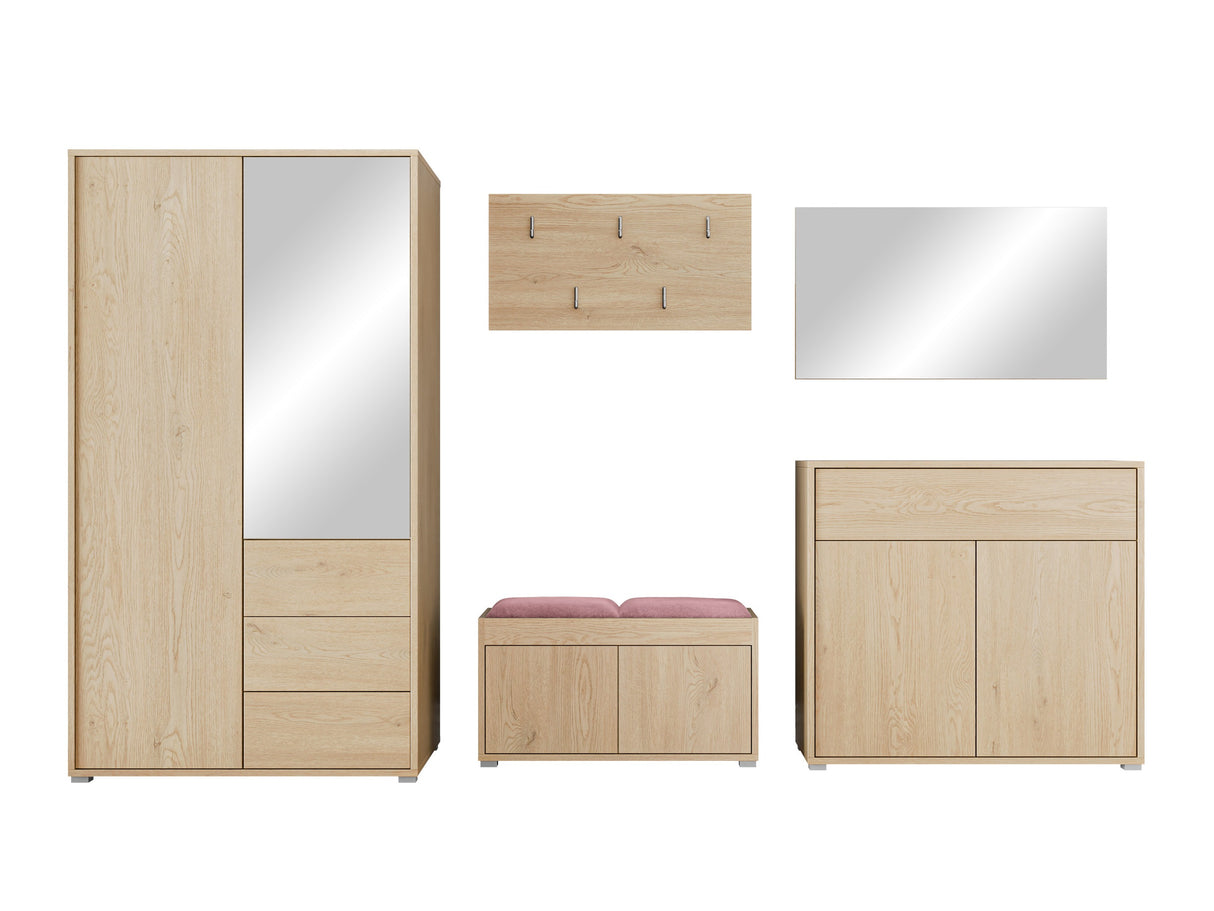 Előszoba garnitúra Zestaw GESITA V, Keret színe: Tölgy, Puha falpanel színe: Manila 09