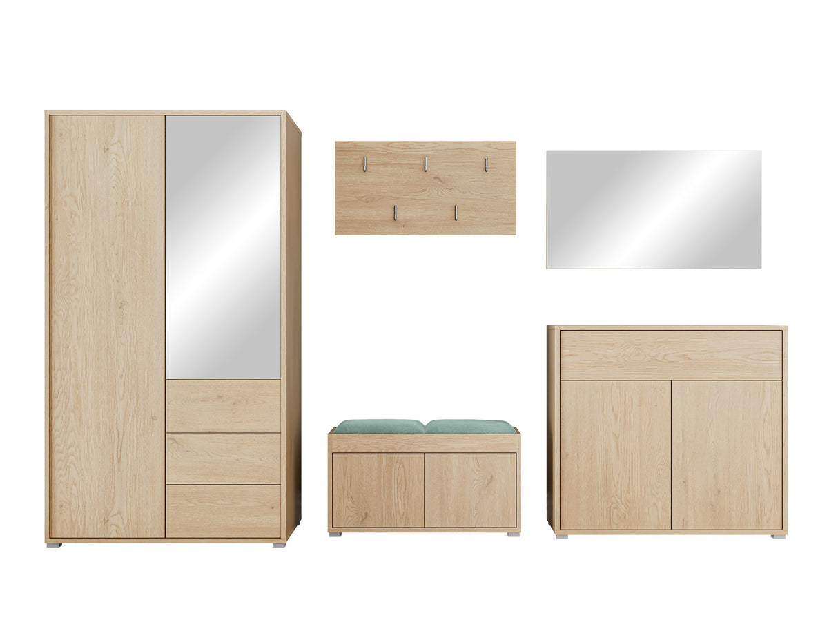 Előszoba garnitúra Zestaw GESITA V, Keret színe: Tölgy, Puha falpanel színe: Manila 11