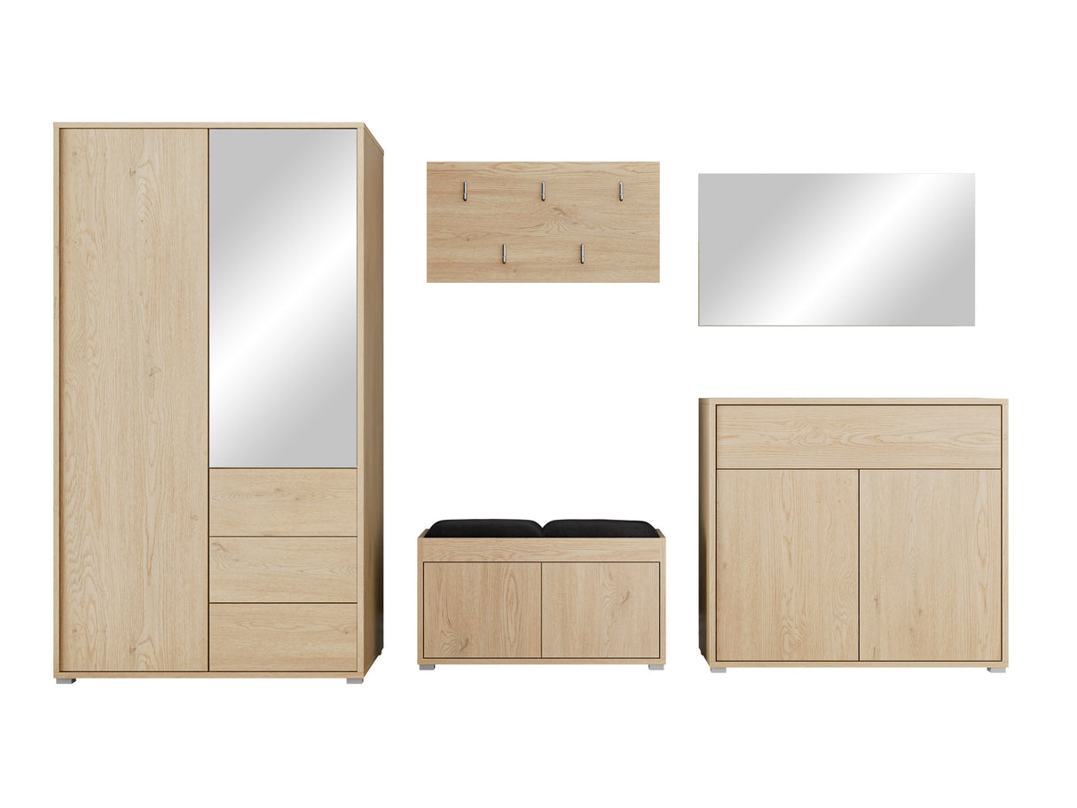 Előszoba garnitúra Zestaw GESITA V, Keret színe: Tölgy, Puha falpanel színe: Manila 18