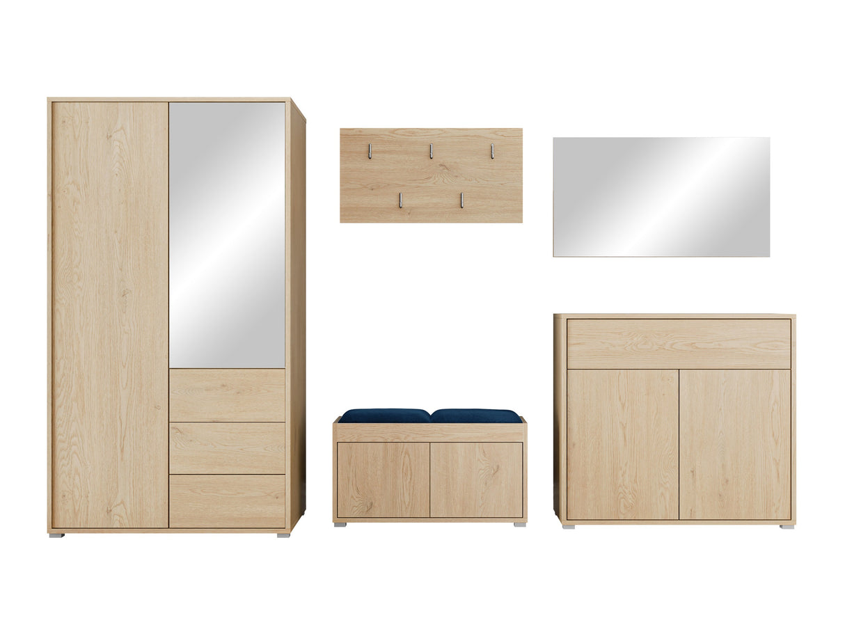 Előszoba garnitúra Zestaw GESITA V, Keret színe: Tölgy, Puha falpanel színe: Manila 26