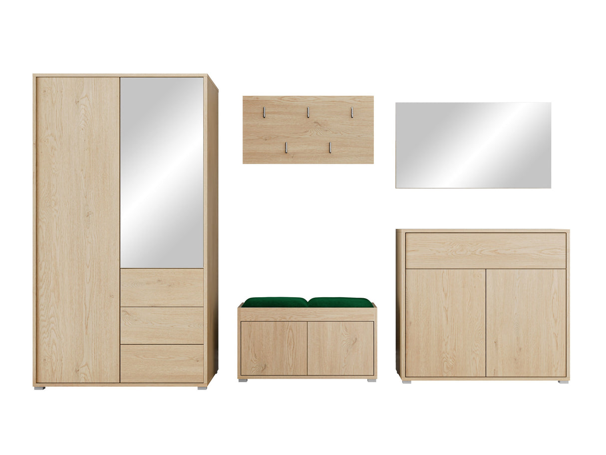 Előszoba garnitúra Zestaw GESITA V, Keret színe: Tölgy, Puha falpanel színe: Manila 35