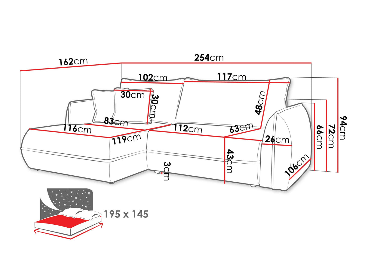Sarokkanapé Narożnik MOHO, Szín: Lima 16, Változatok: Jobbos
