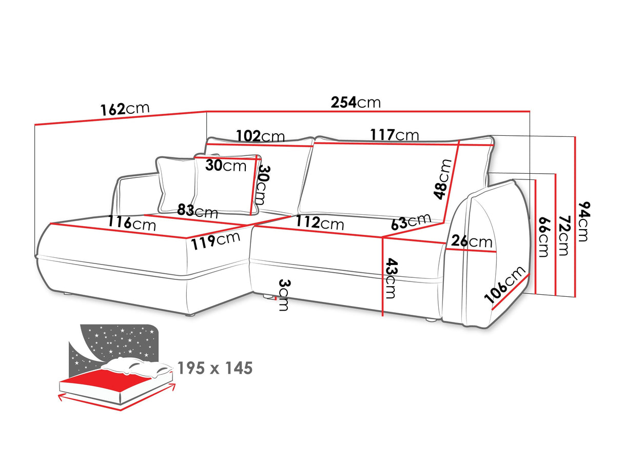 Sarokkanapé Narożnik MOHO, Szín: Lima 16, Változatok: Balos
