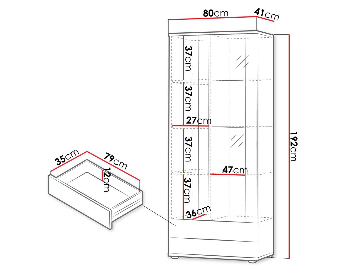 Könyvespolc Soho B6 (2D2S Boho B6), Szín: Kasmír + Fekete, Led világítás: Kék