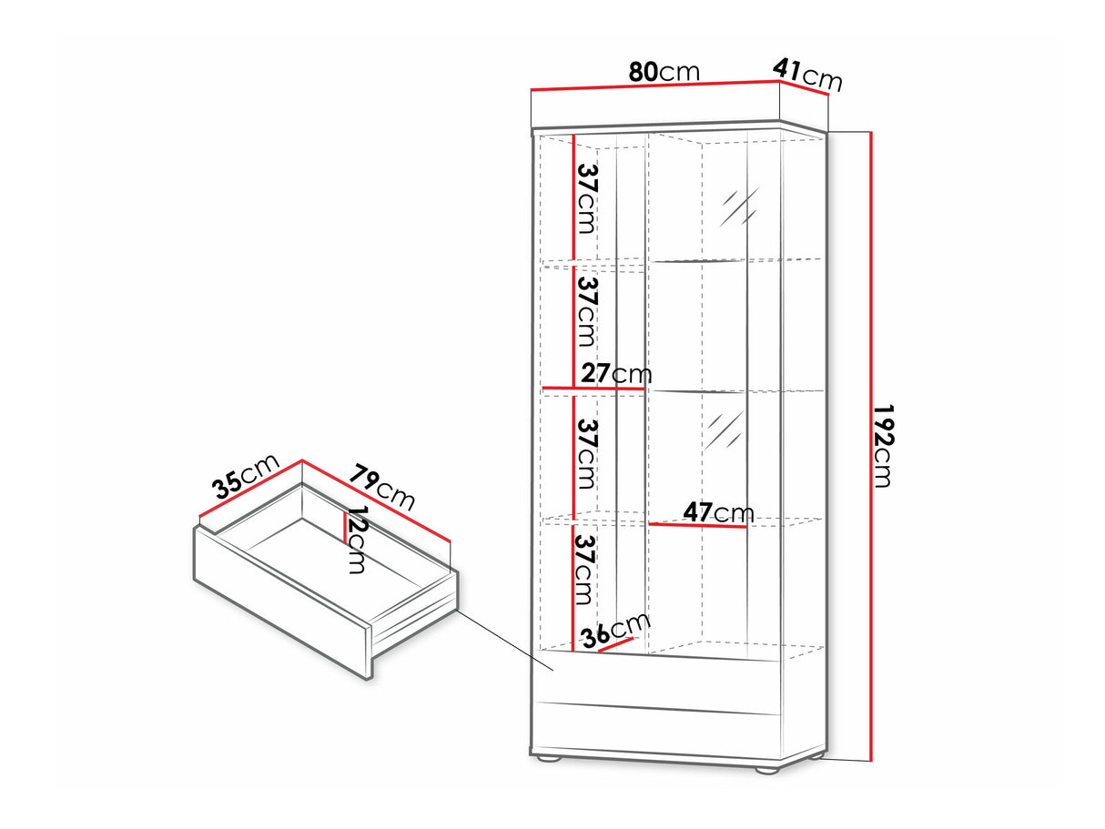 Könyvespolc Soho B6 (2D2S Boho B6), Szín: Fehér + Fényes fehér, Led világítás: Fehér 4248040