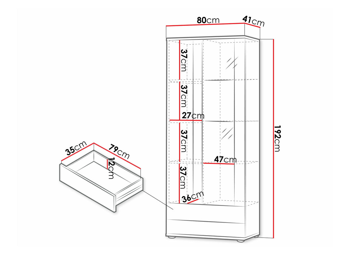Könyvespolc Soho B6 (2D2S Boho B6), Szín: Fehér + Fényes fehér, Led világítás: Kék 4248042