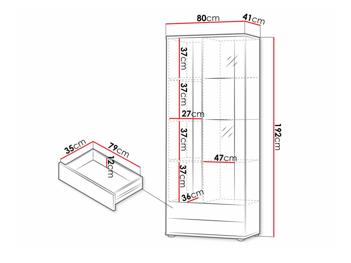 Könyvespolc Soho B6 (2D2S Boho B6), Szín: Fekete + Fényes fekete, Led világítás: Nincs világítás 4248046