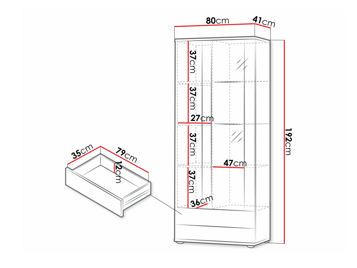 Könyvespolc Soho B6 (2D2S Boho B6), Szín: Fekete + Fényes fekete, Led világítás: Fehér 4248047