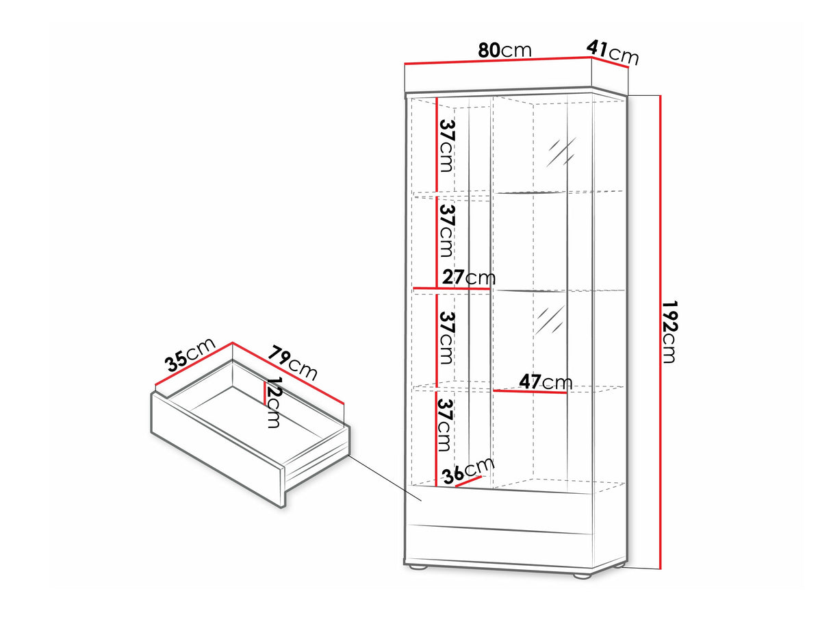 Könyvespolc Soho B6 (2D2S Boho B6), Szín: Fekete + Fényes fekete, Led világítás: Kék 4248049