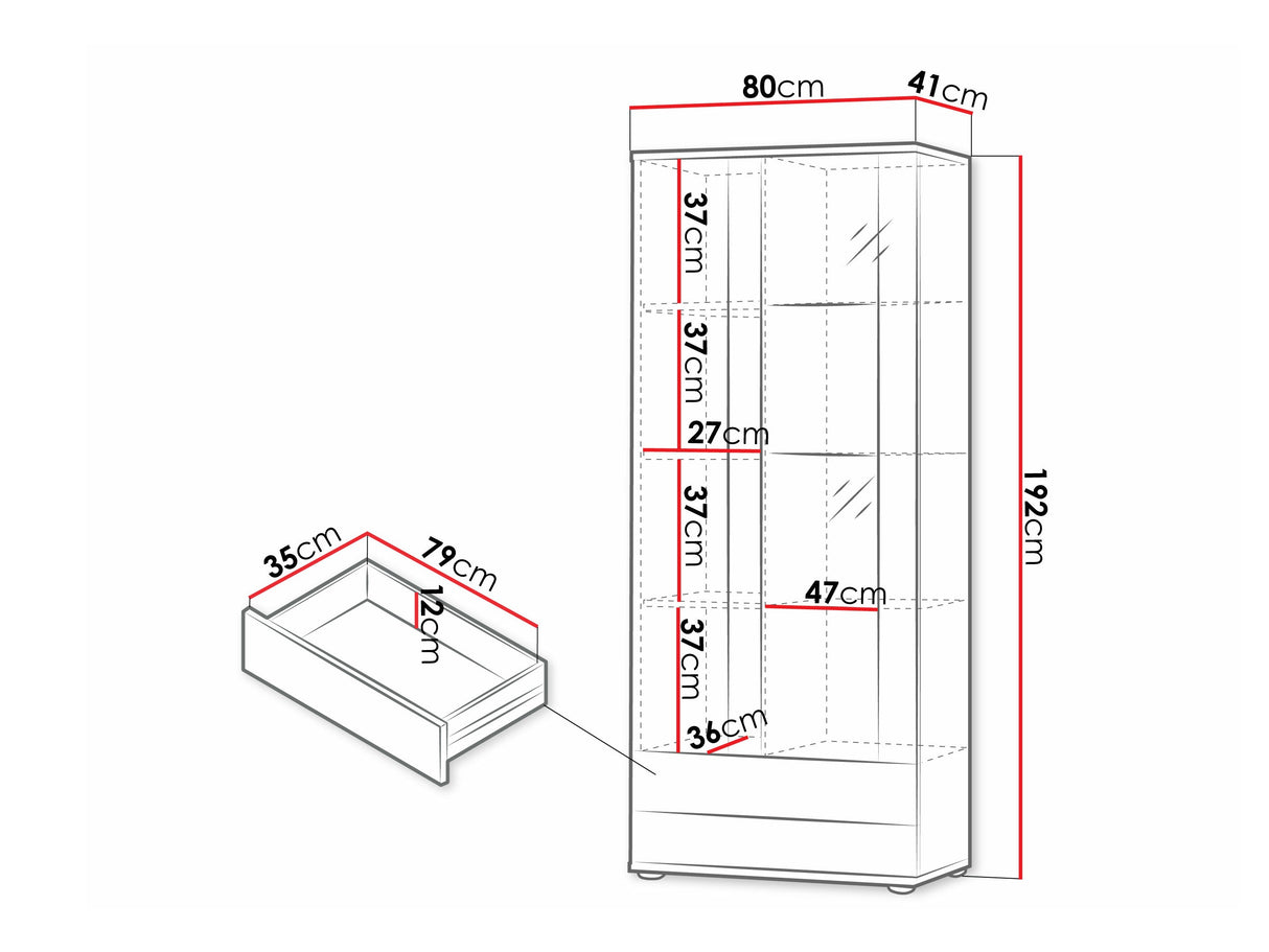 Könyvespolc Soho B6 (2D2S Boho B6), Szín: Lefkas tölgy + Fekete, Led világítás: Kék 4248078