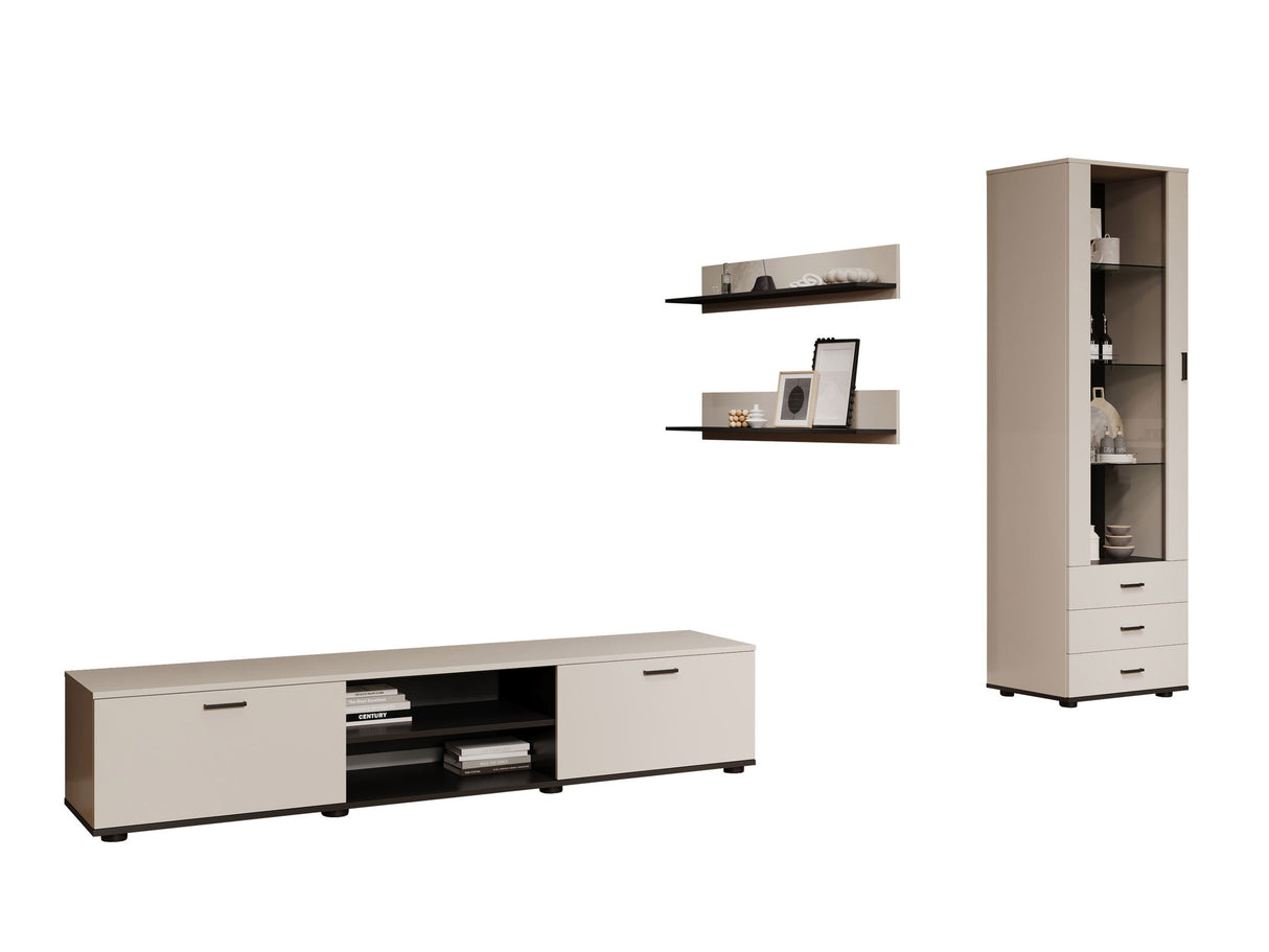 Nappali szett Soho I (Boho I), Szín: Kasmír + Fekete, Led világítás: Kék