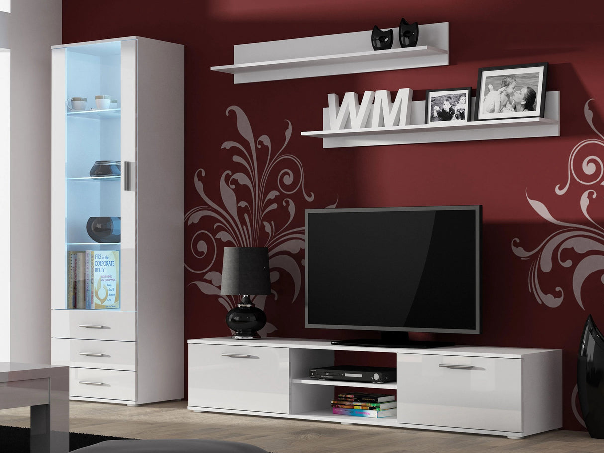 Nappali szett Soho I (Boho I), Szín: Fehér + Fényes fehér, Led világítás: Nincs világítás 4248316