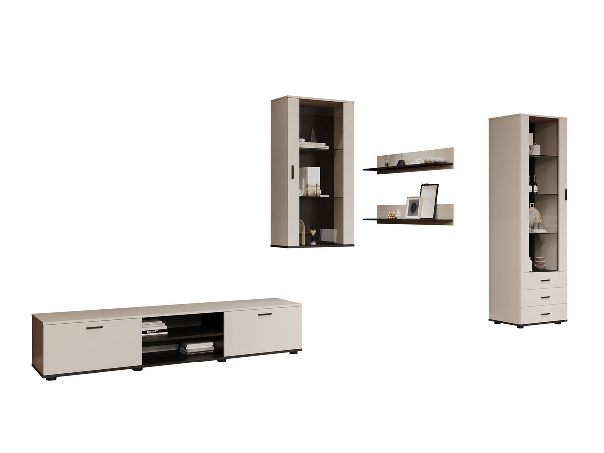 Nappali szett Soho VI (Boho VI), Szín: Kasmír + Fekete, Led világítás: Fehér