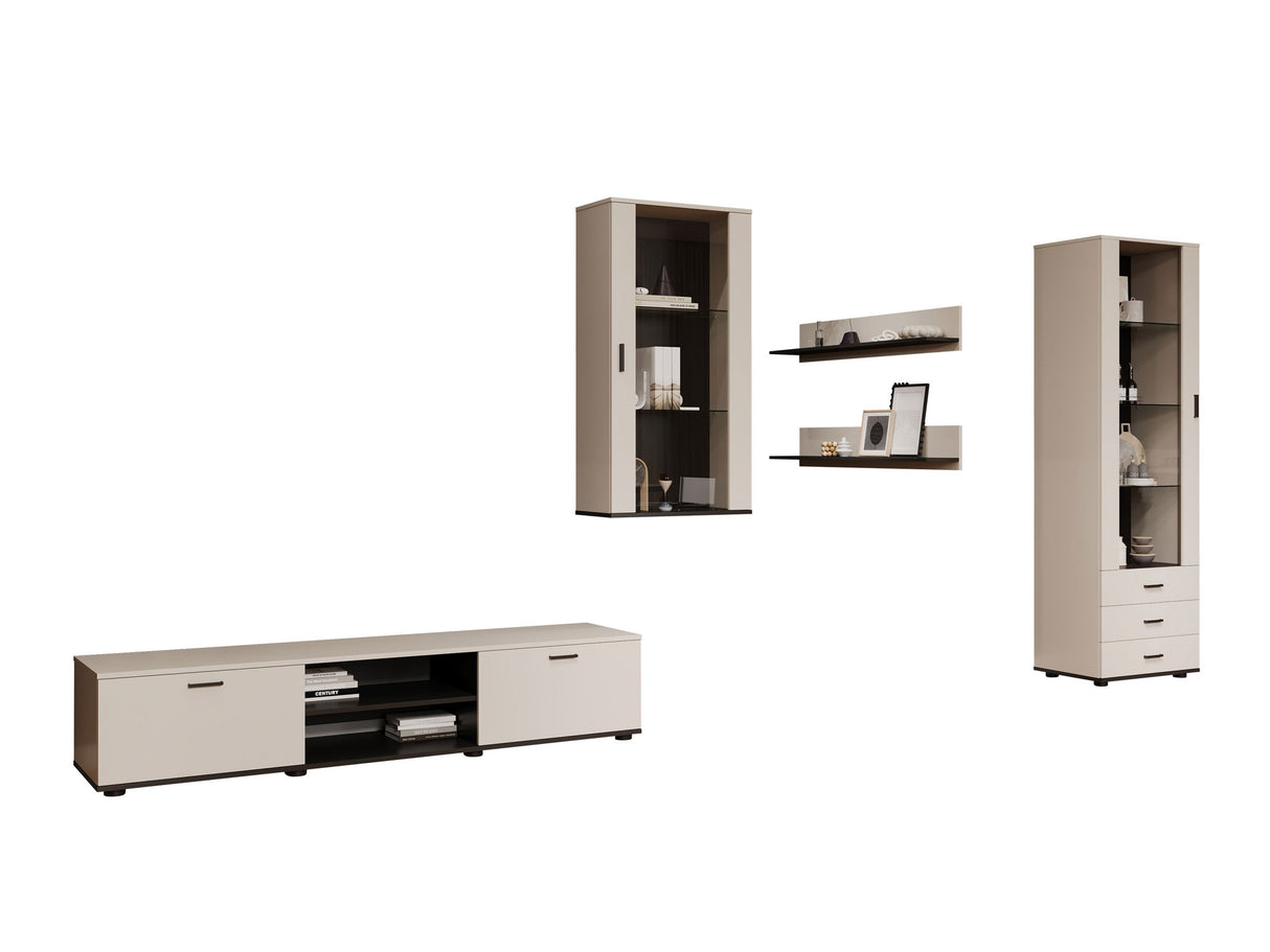 Nappali szett Soho VI (Boho VI), Szín: Kasmír + Fekete, Led világítás: Kék