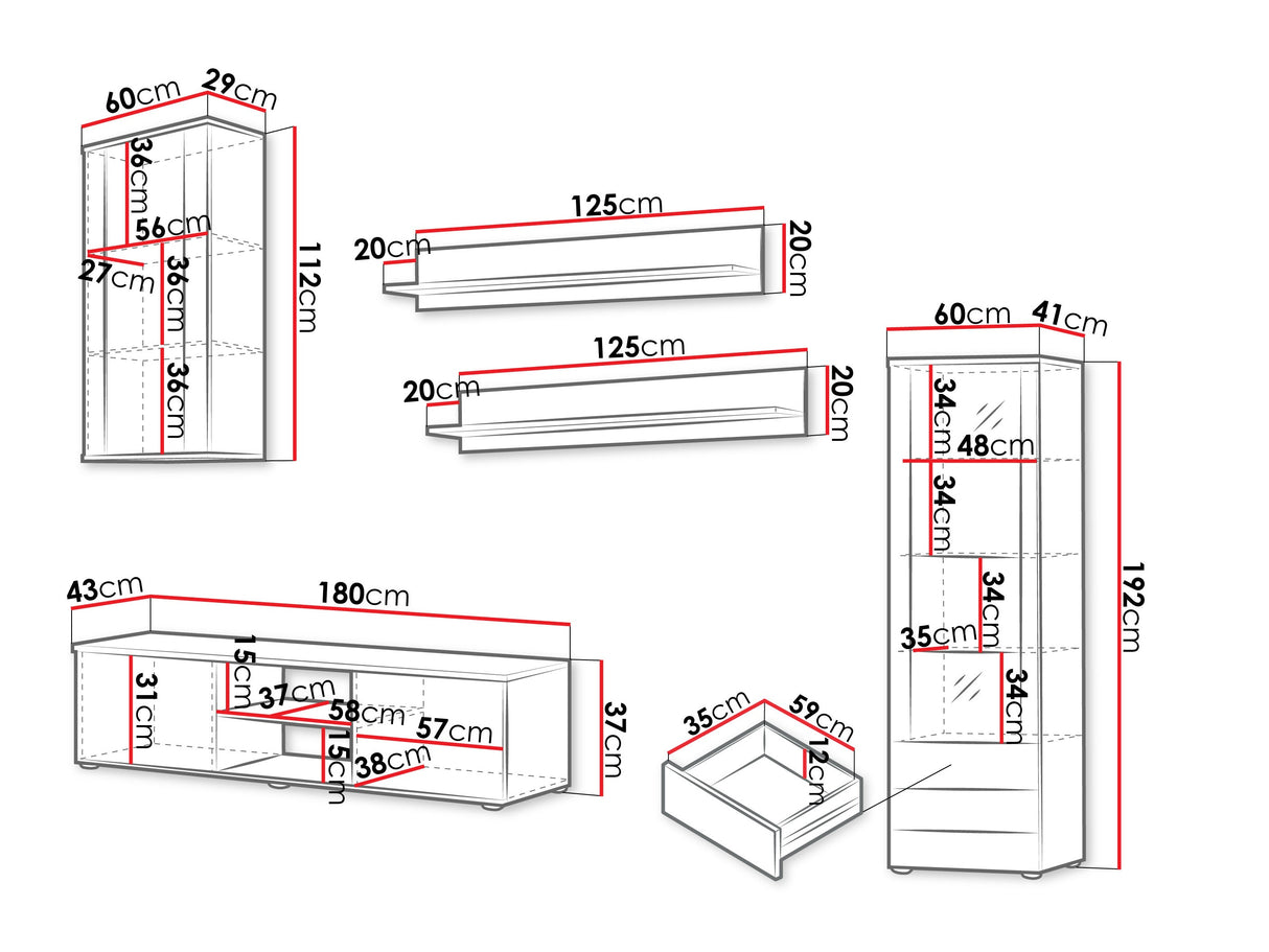 Nappali szett Soho VI (Boho VI), Szín: Kasmír + Fekete, Led világítás: RGB