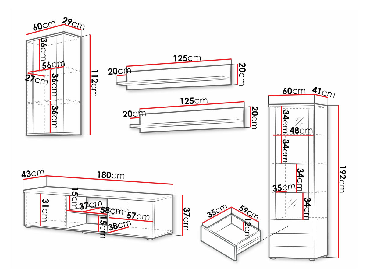 Nappali szett Soho VI (Boho VI), Szín: Fehér + Fényes fehér, Led világítás: Fehér 4248366