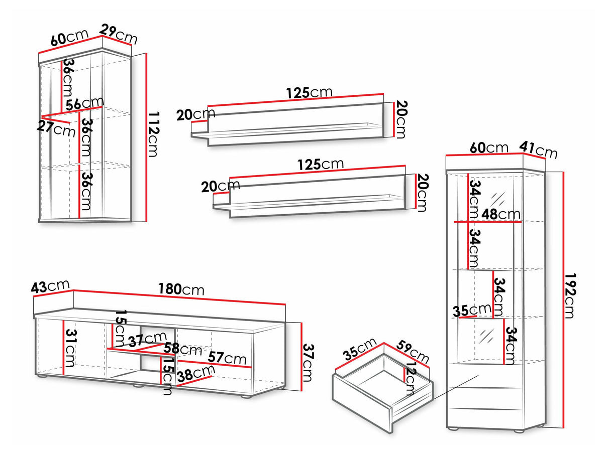 Nappali szett Soho VI (Boho VI), Szín: Fekete + Fényes fekete, Led világítás: Nem 4248369