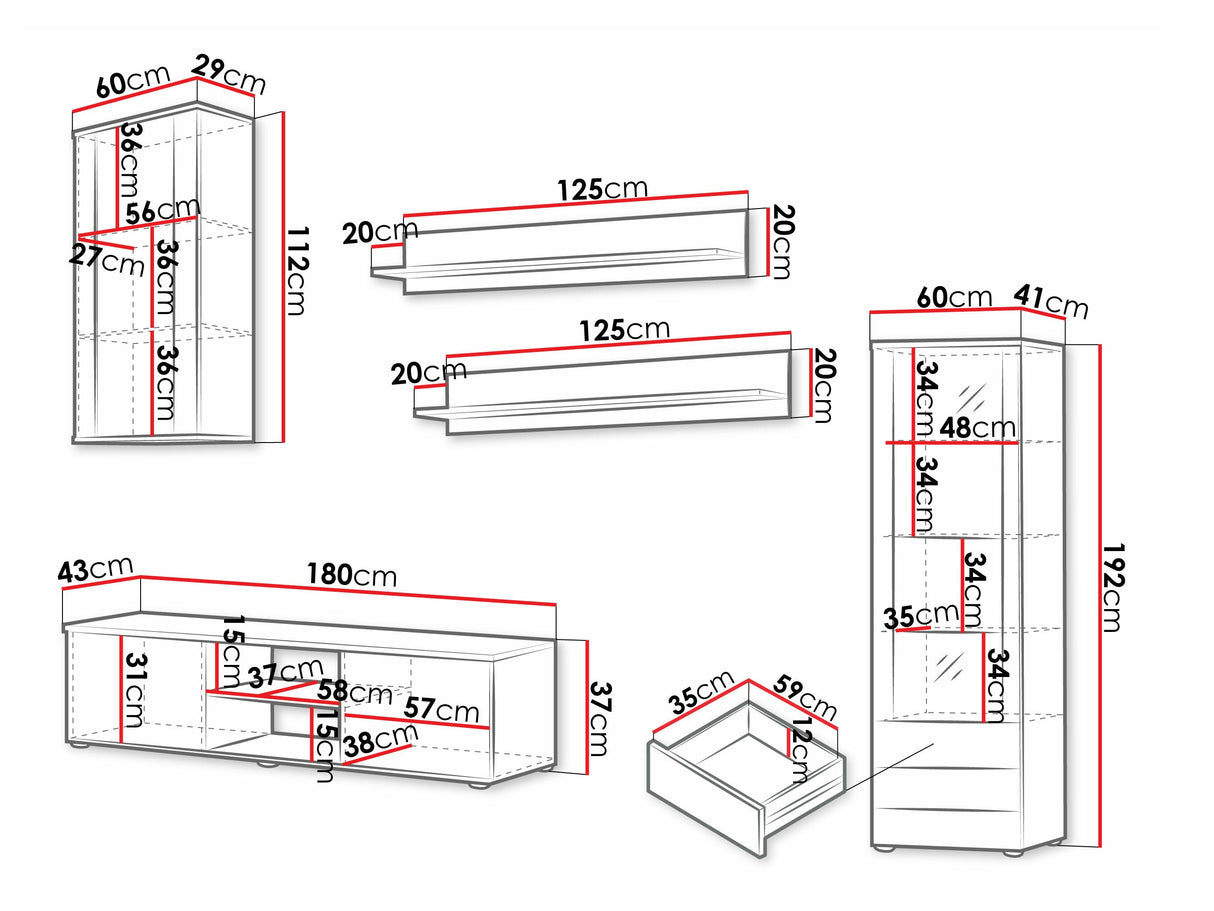 Nappali szett Soho VI (Boho VI), Szín: Fekete + Fényes fekete, Led világítás: Kék 4248378