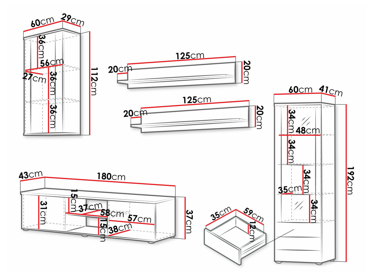 Nappali szett Soho VI (Boho VI), Szín: Fekete + Fényes fekete, Led világítás: RGB 4248379