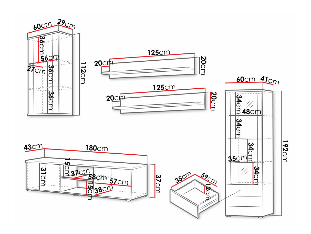 Nappali szett Soho VI (Boho VI), Szín: Fehér + Fényes fehér, Led világítás: Nem 4248388
