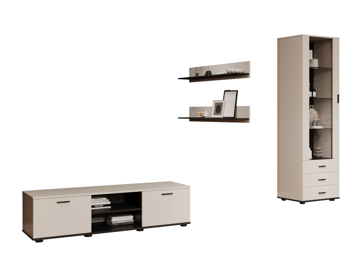 Nappali szett Soho VII (Boho VII), Szín: Kasmír + Fekete, Led világítás: Fehér