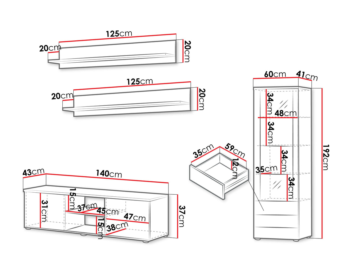 Nappali szett Soho VII (Boho VII), Szín: Kasmír + Fekete, Led világítás: Fehér