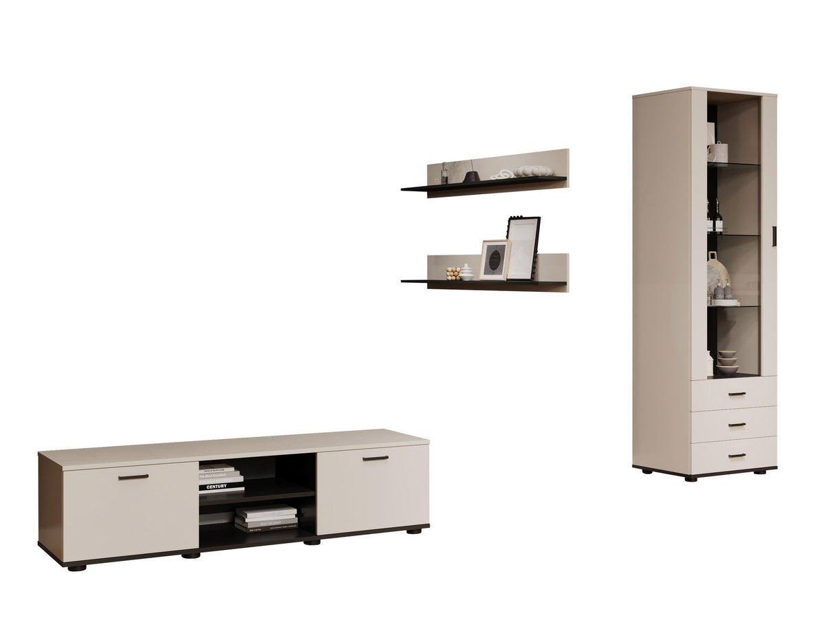 Nappali szett Soho VII (Boho VII), Szín: Kasmír + Fekete, Led világítás: Kék