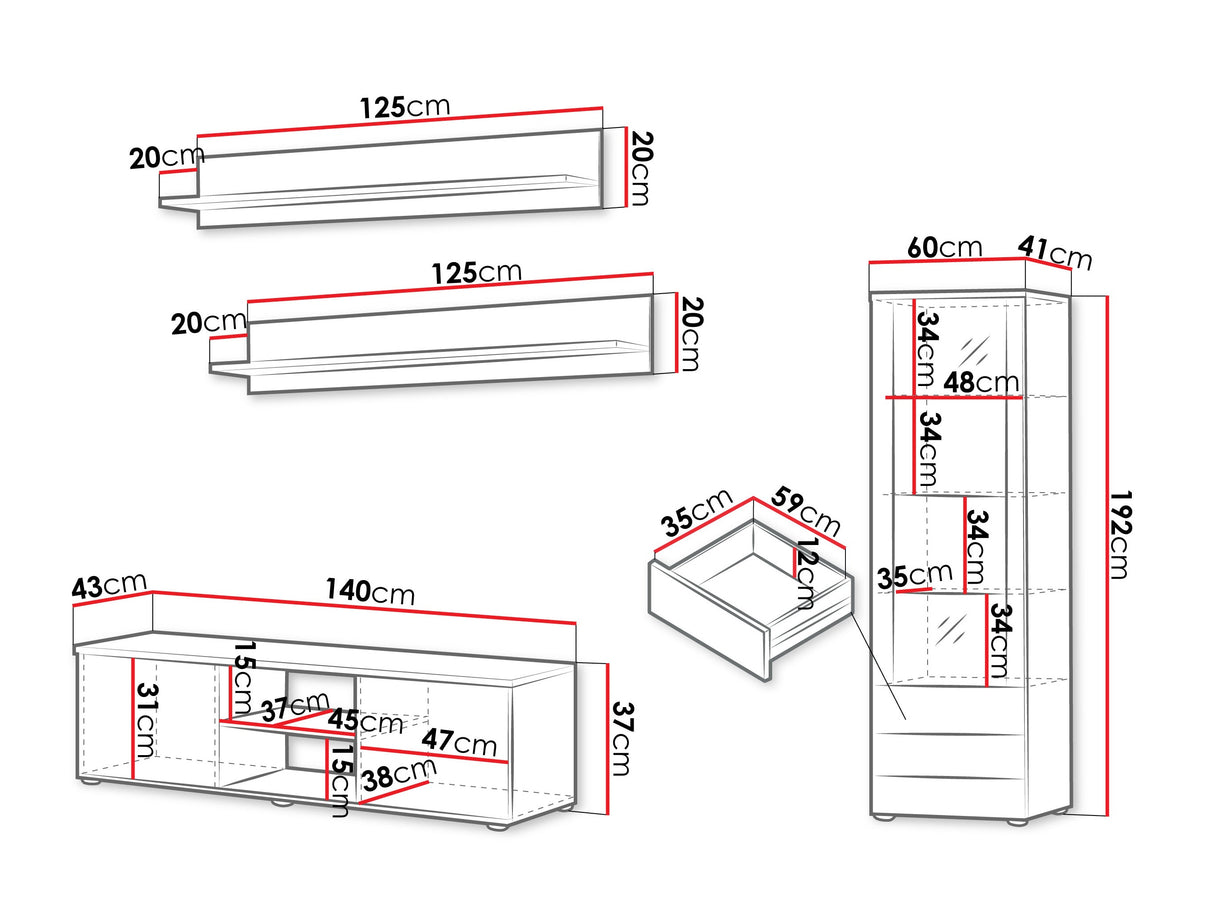 Nappali szett Soho VII (Boho VII), Szín: Kasmír + Fekete, Led világítás: Kék