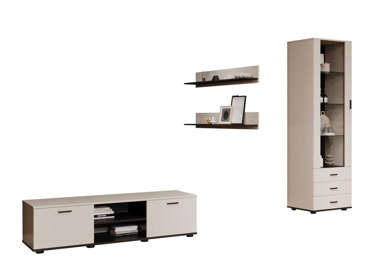 Nappali szett Soho VII (Boho VII), Szín: Kasmír + Fekete, Led világítás: RGB