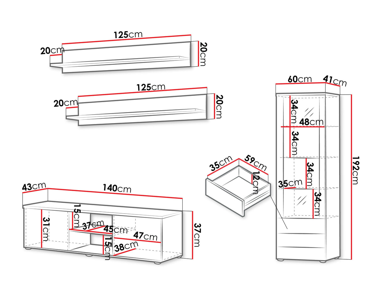 Nappali szett Soho VII (Boho VII), Szín: Kasmír + Fekete, Led világítás: RGB